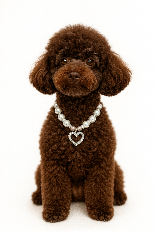 Pearl Necklace with Crystal Heart Pendant