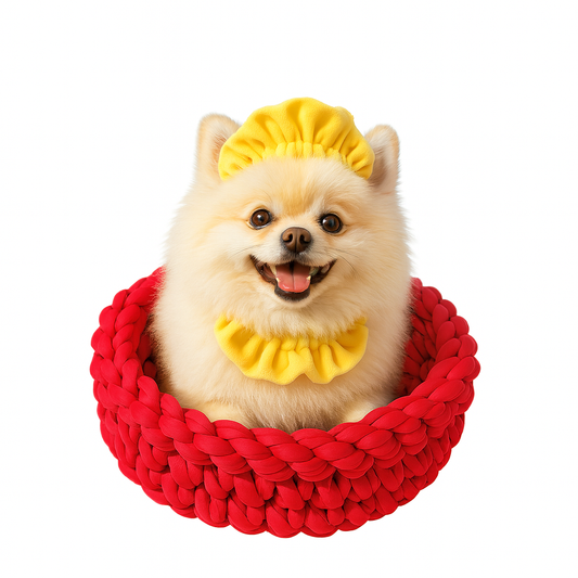 Red Chunky Yarn Pet Bed